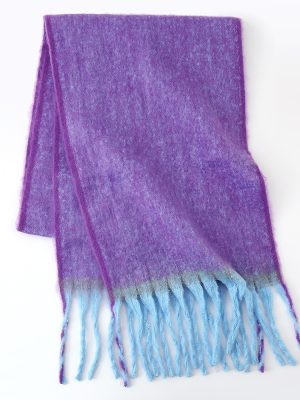 Women’s Solid Color Mohair Scarf, Thickened Winter Circle Yarn Shawl