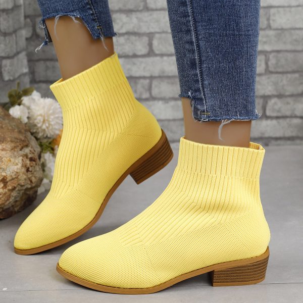 Women’s Pointed Toe Chunky Heel Martin Boots with Mesh - Image 2