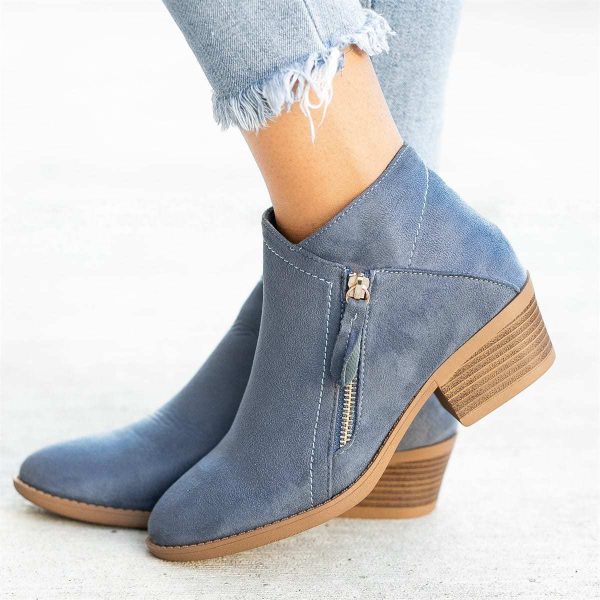 Women's Suede Short Tube Side Zipper Martin Boots - Image 2