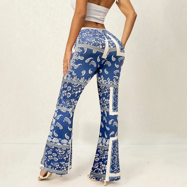 Peach Hip Raise High-Waist Printed Bell-Bottom Pants - Image 2