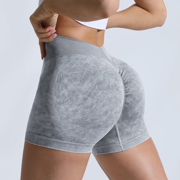 High-Waist Peach Hip Lifting Stone-Washed Yoga Shorts