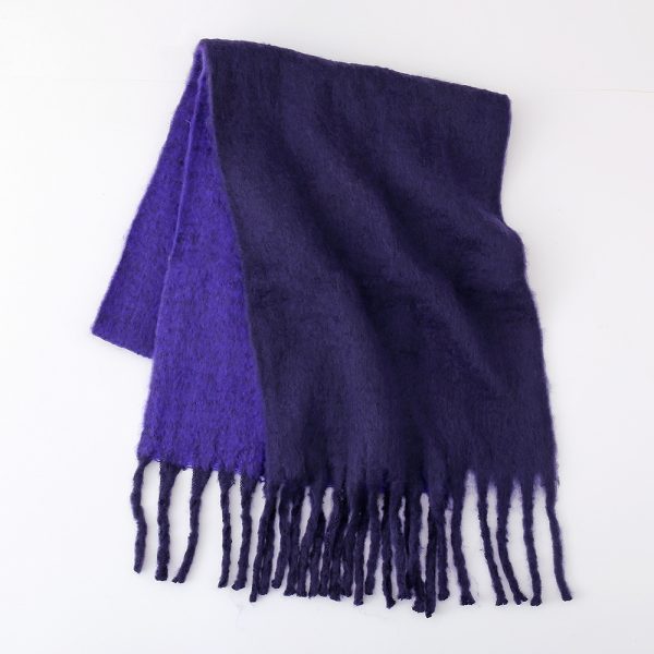 Soft Two-Color Thick Tassel Scarf for Women - Winter Style - Image 3