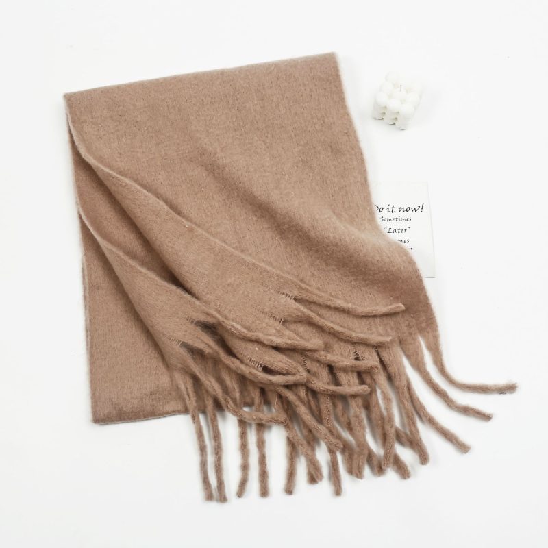 Women’s Mohair Solid Color Thickened Scarf, All-Matching Couple Shawl - Image 3