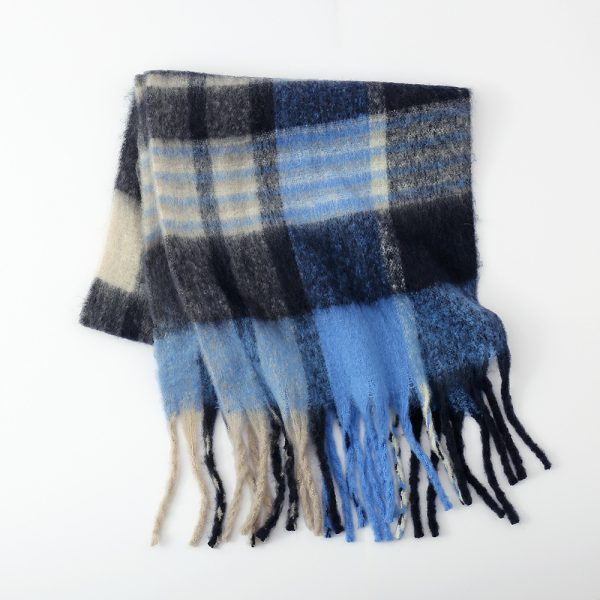 Warm Plaid Mohair Scarf for Women - Autumn & Winter