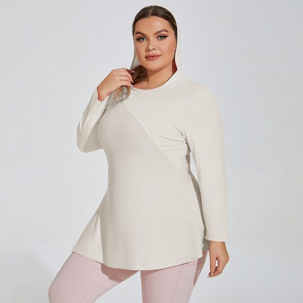 Plus Size Slim Fit Hooded Long Sleeve Yoga & Running Top - Image 3