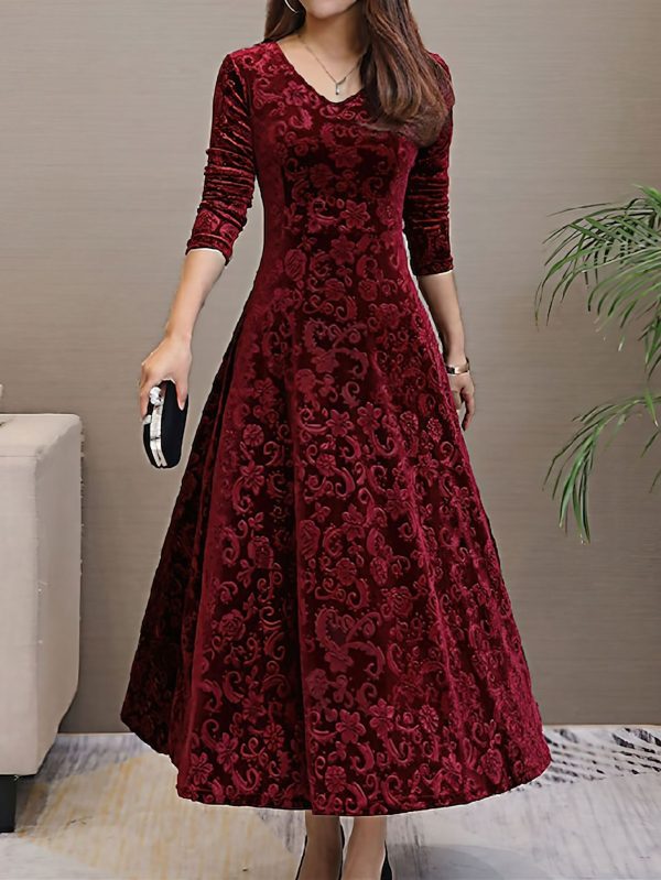 Autumn Winter Plus Size Mid-Length Pleuche Dress for Women - Image 6