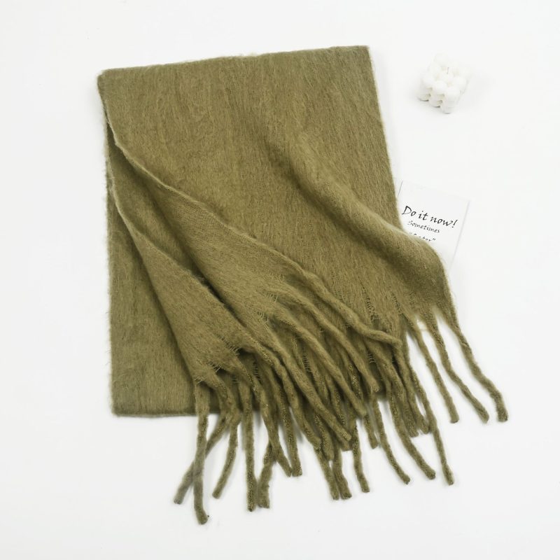 Women’s Mohair Solid Color Thickened Scarf, All-Matching Couple Shawl - Image 5