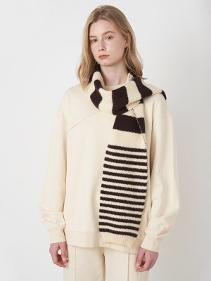 Women’s Striped Wool Knitted Scarf for Winter