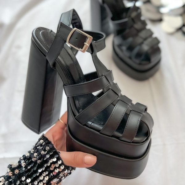 14.5cm Thick High Heel Sandals Buckle Platform Waterproof Shoes - Image 3