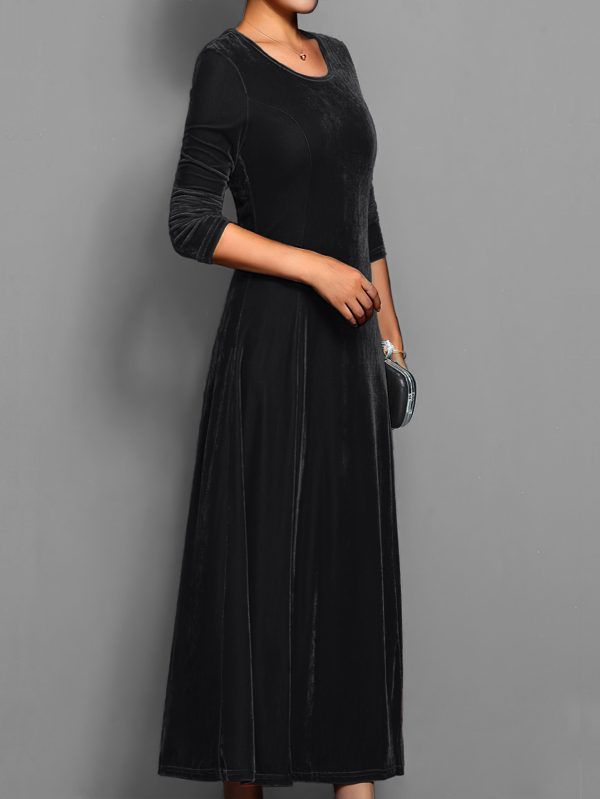 Spring Autumn Elegant Velvet Dress for Women - Image 2