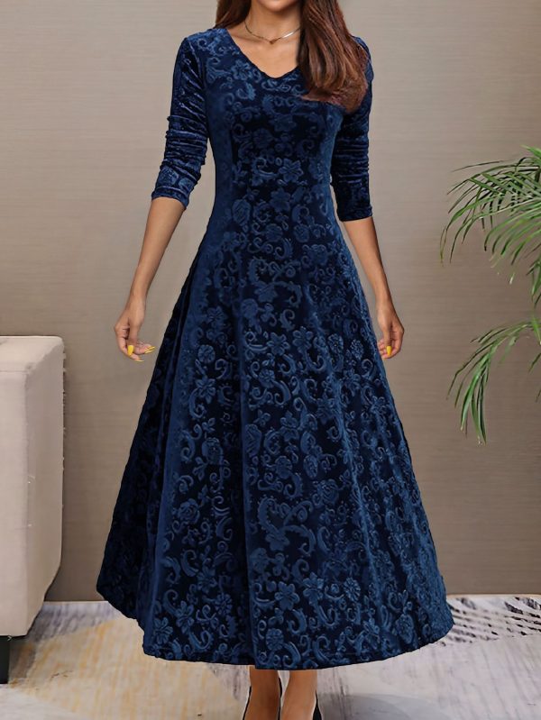 Autumn Winter Plus Size Mid-Length Pleuche Dress for Women - Image 3