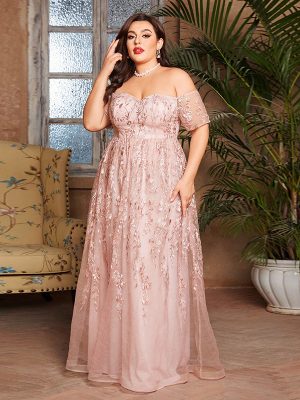 Plus Size Off Shoulder Fairy Engagement Bridesmaid Dress