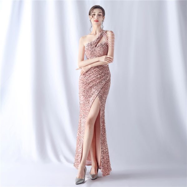 Handmade Beaded Velvet Sequin Evening Dress - Image 5