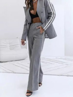 Women’s Double-Breasted Pocket Two-Piece Set for Autumn & Winter