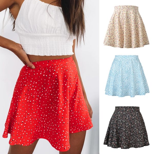 Floral High-Waist Umbrella Chiffon Printed Short Skirt - Image 3