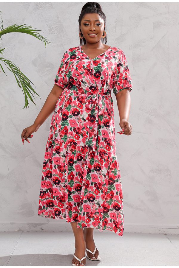 Super Fairy V-Neck Floral Print Beach Dress - Image 3