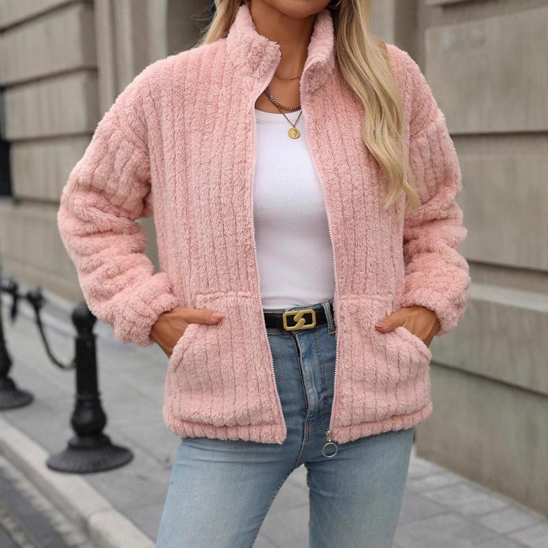 Women's Double-Sided Plush Zipper Cardigan - Autumn & Winter Coat - Image 3