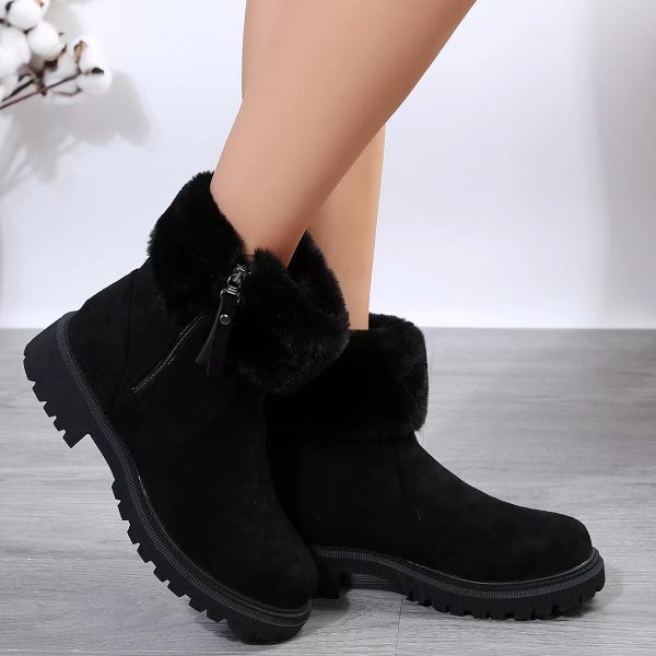 Women's Mid Calf Snow Boots with Fur and Side Zipper - Image 4