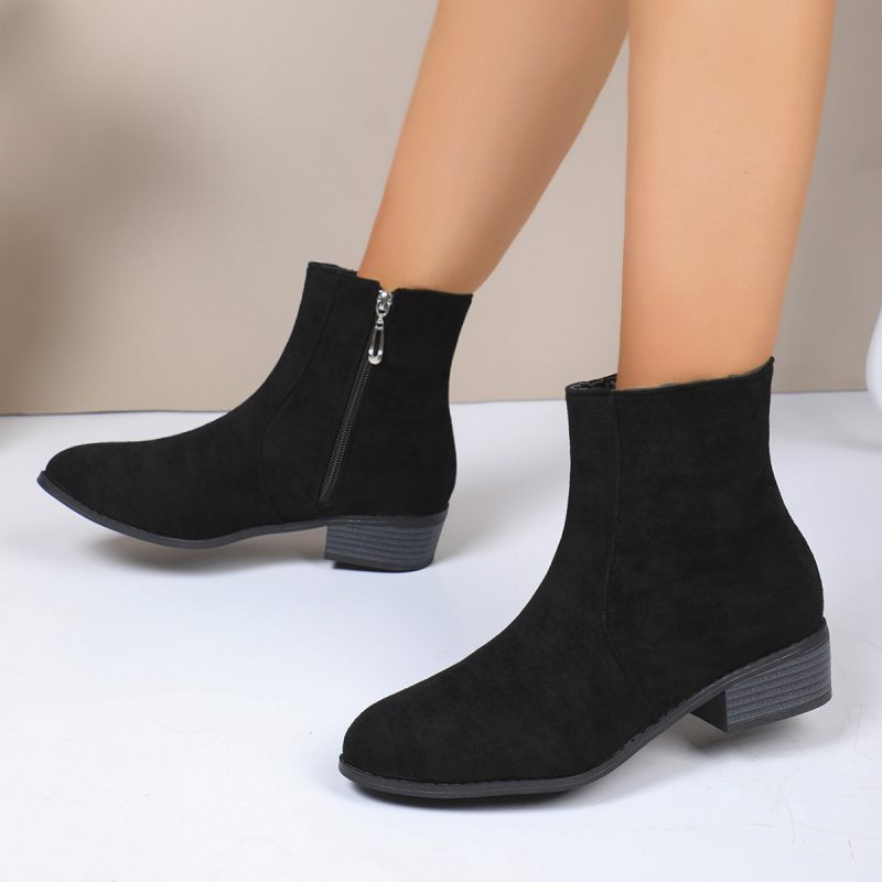 Thick Heel British Side Zip Ankle Boots - Image 4