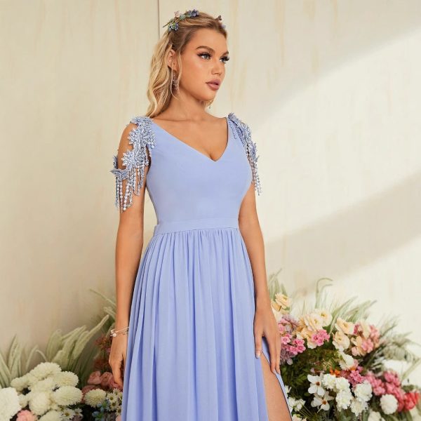 Elegant V-Neck Evening Dress with Slit – Sexy Prom, Party & Wedding Dress - Image 2