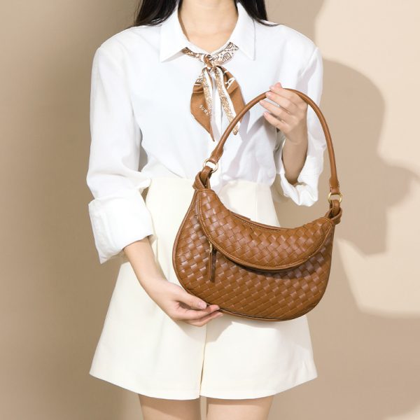 Retro Twin Woven Bag Women Portable Shoulder Underarm Bag