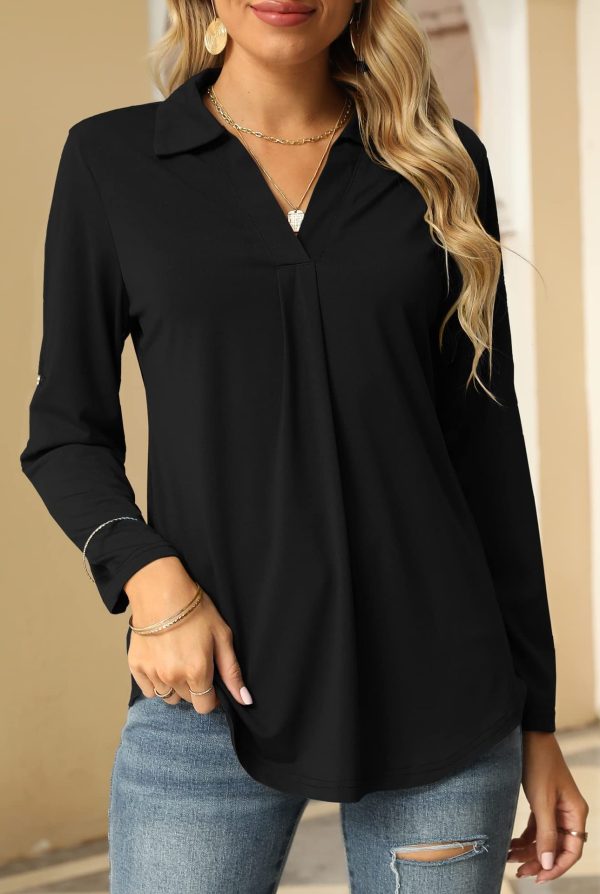 Women’s Autumn Winter V-Neck Stretch Long Sleeve Warm Shirt - Image 4