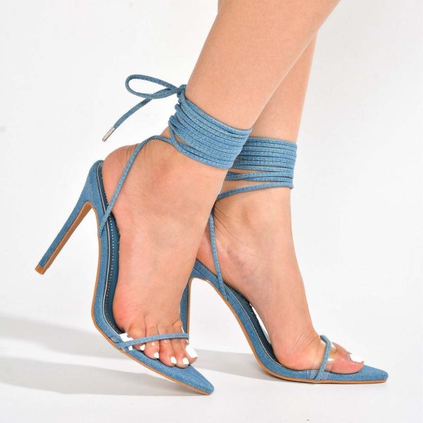 High Heel Sandals 11cm Transparent Ankle Strap Pointed Toe