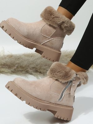 Women’s Winter Snow Boots Mid-Calf Faux Shearling Thermal Boots