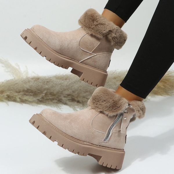 Women’s Winter Snow Boots Mid-Calf Faux Shearling Thermal Boots