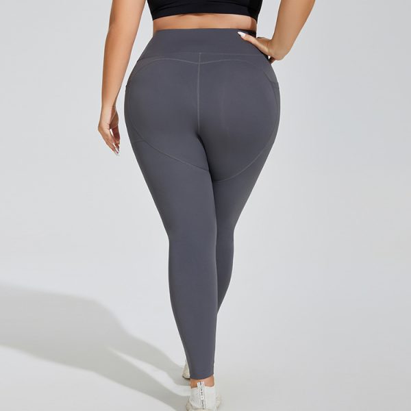 Plus Size High-Waist Sports Trousers with Pocket & Peach Lift - Image 2