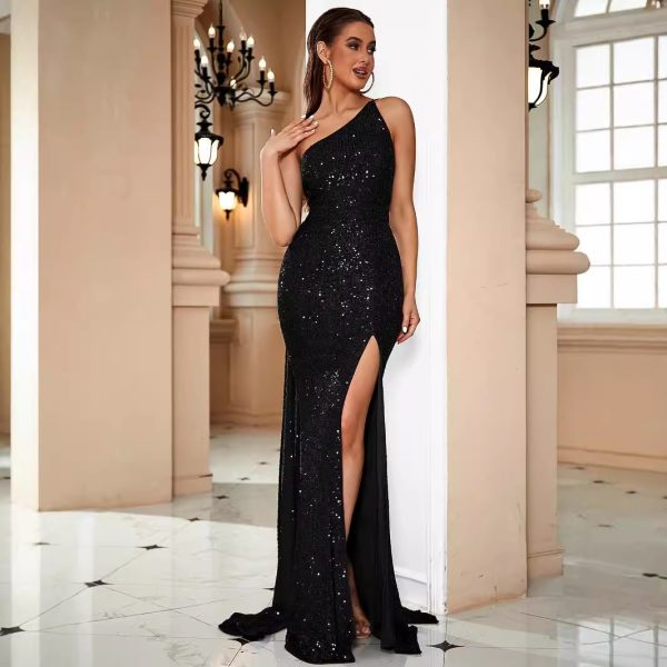 Sexy Black Sequin Spaghetti Strap Dinner Dress - Image 2