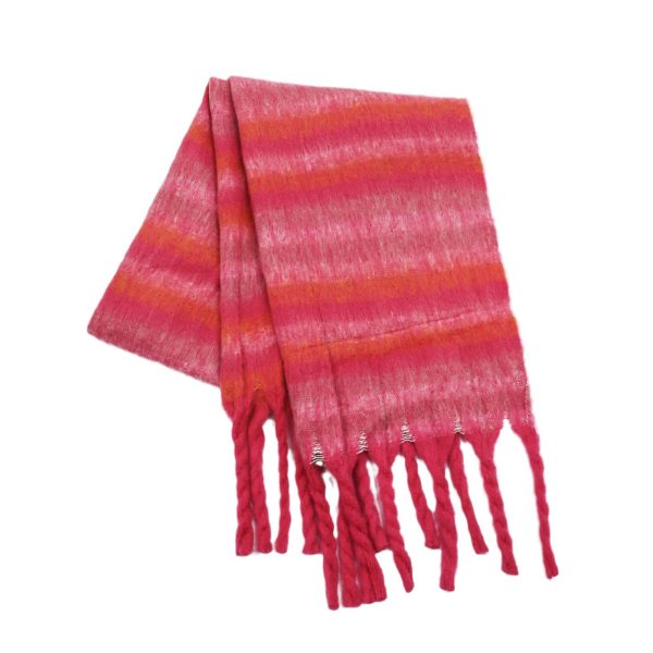 Warm Mixed Color Stripe Scarf for Women - Thickened Shawl - Image 3