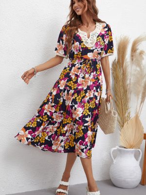 Women’s Floral Print Short Sleeve Dress – Fresh Summer Dress