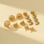 Marine Scallop Titanium Steel Stud Earrings