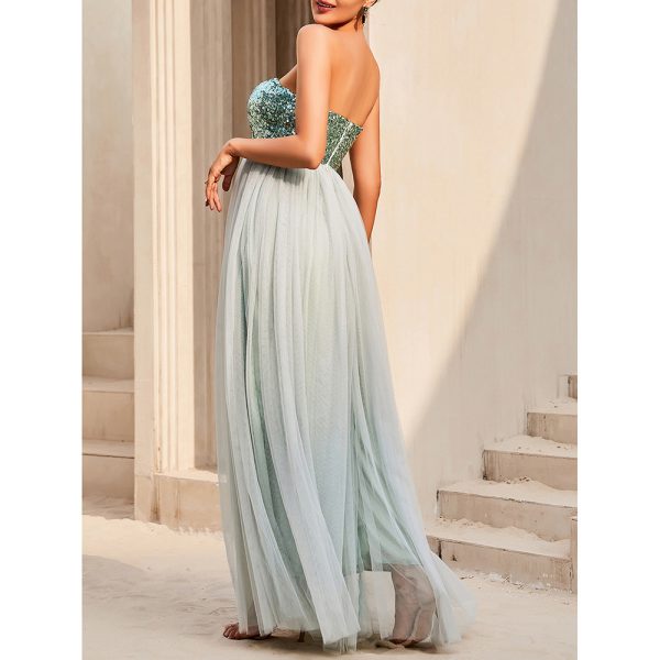 Elegant Green Tube Top A-Line Maxi Dress - Sexy Women’s Evening Wear - Image 5