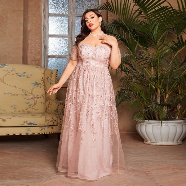 Plus Size Off Shoulder Fairy Engagement Bridesmaid Dress - Image 2