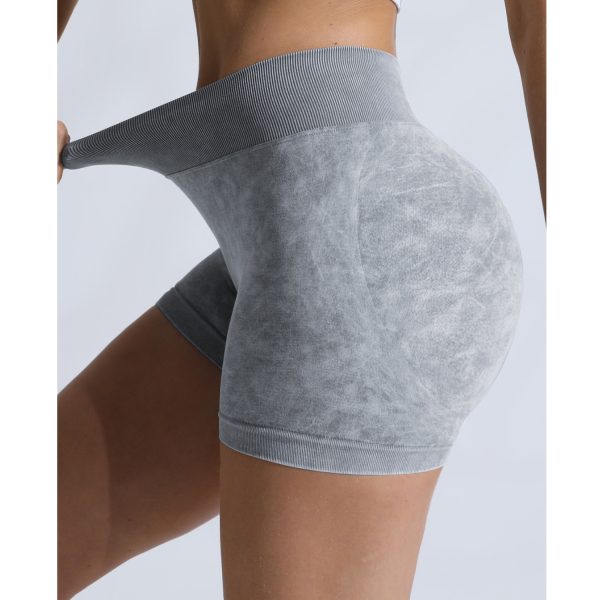 High-Waist Peach Hip Lifting Stone-Washed Yoga Shorts - Image 2