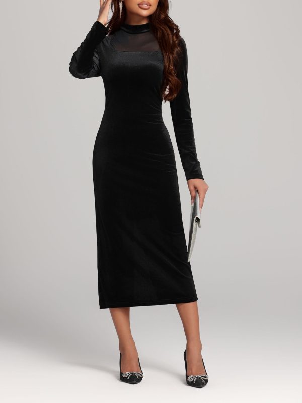 Autumn Winter Sexy Tight Split Velvet Socialite Dress - Image 3