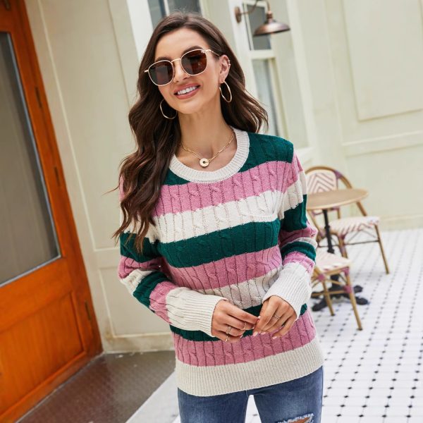 Autumn Winter Rainbow Striped Pullover Sweater - Image 2