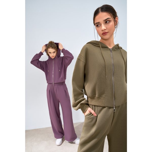 Women’s Knitted Hoodie and Wide-Leg Pants Two-Piece Set - Image 3