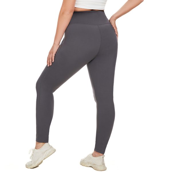 Plus Size Fleece Peach Yoga & Fitness Contrast Color Pants - Image 2