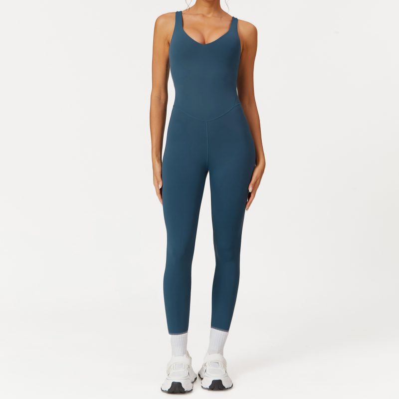 Women's Nude Feel Beauty Back One-Piece Yoga Jumpsuit