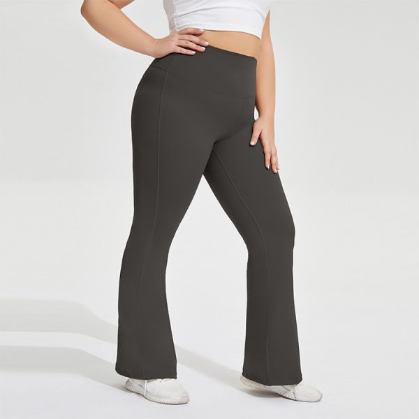 Plus Size Nude Feel Yoga Bell Bottom Peach Lift Fitness Pants - Image 2