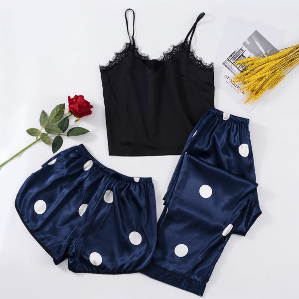 Women’s Ice Silk Sling Shorts Pajamas Set - Image 3