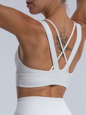 Women’s Nude Feel Cross Back Shaping Yoga Vest for Autumn & Winter