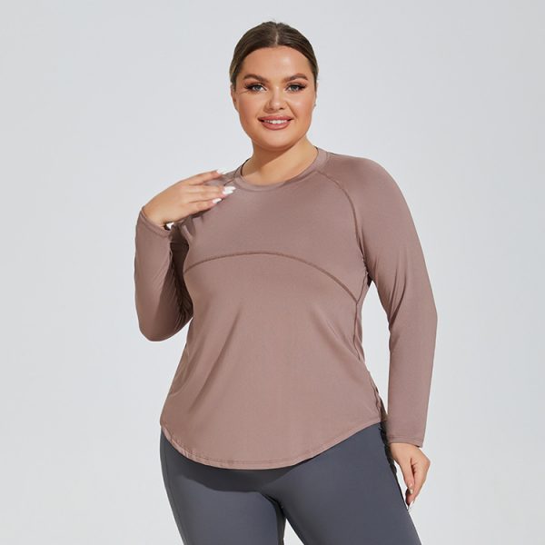 Plus Size Long Thigh-Length Mesh Back Yoga & Running Top - Image 3