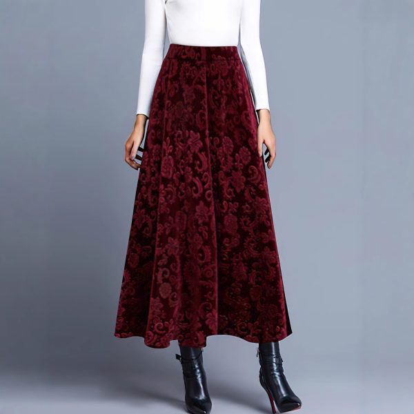 Spring Autumn Sexy Simple Velvet Printed Skirt for Women