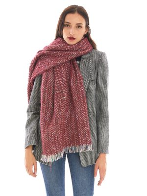 Autumn Winter Herringbone Tassel Shawl – Loose Circle Yarn Scarf