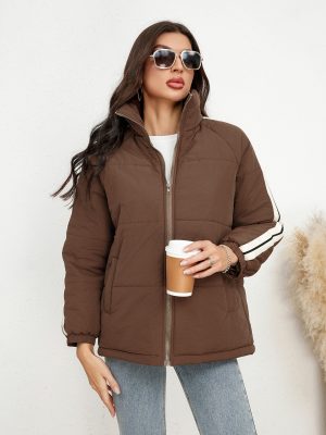 Women’s Turtleneck Cotton Padded Belted Winter Jacket