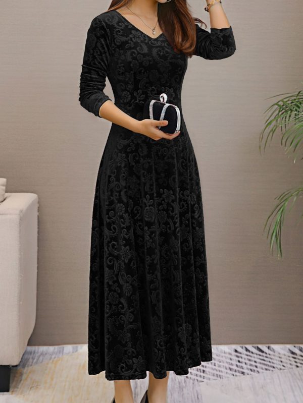 Autumn Winter Plus Size Mid-Length Pleuche Dress for Women - Image 2